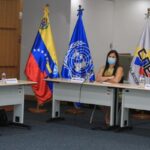 CNE authorities in a meeting with the UN electoral delegation. Photo: Twitter / @ cneesvzla.