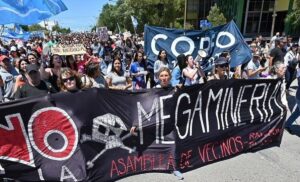 Community protesting the mining project in Argentina's Chubut. File photo