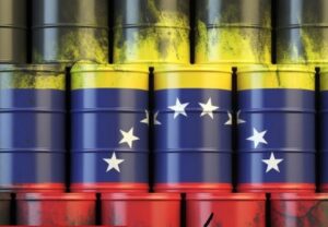 Photo composition representing barrels with the Venezuelan flag stamped on them. File photo.