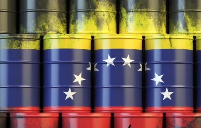 Photo composition representing barrels with the Venezuelan flag stamped on them. File photo.