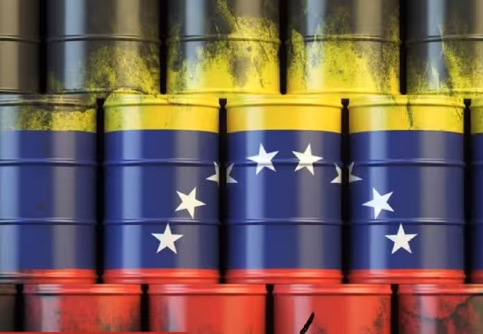 Photo composition representing barrels with the Venezuelan flag stamped on them. File photo.