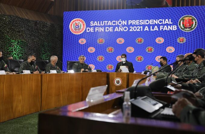 President Maduro during the end of the year greeting message to the FANB. Photo by Diario Vea.