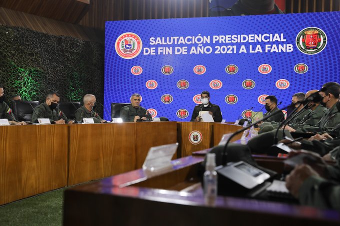 President Maduro during the end of the year greeting message to the FANB. Photo by Diario Vea.