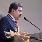 President Nicolas Maduro near a Simon Bolivar sable during the 2022 Annual Message to the Nation. Photo courtesy of Presidential Press.