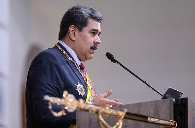 President Nicolas Maduro near a Simon Bolivar sable during the 2022 Annual Message to the Nation. Photo courtesy of Presidential Press.
