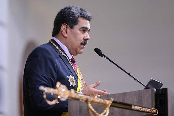 President Nicolas Maduro near a Simon Bolivar sable during the 2022 Annual Message to the Nation. Photo courtesy of Presidential Press.