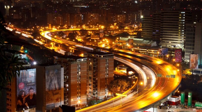 An image of Caracas, the capital of Venezuela, at night. Photo: Stig Nygaard