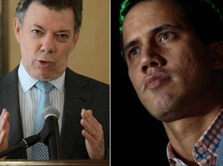 Featured image: Former Colombian president Juan Manuel Santos (left) and former deputy Guaidó (right). Photo by Ultimas Noticias.
