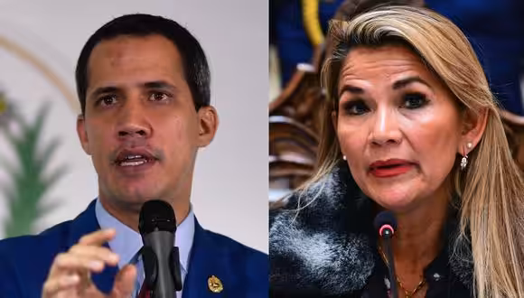 Former deputy Juan Guaidó (left) who calls himself the "president" of Venezuela, and former de facto President of Bolivia, Jeanine Áñez (right) who is now in prison for her crimes. Photo: El Comercio
