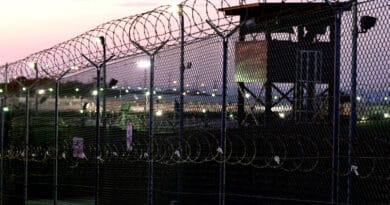 The guard tower at Guantánamo Bay Detention Camp Delta in Cuba, 2010. Photo: Joint Task Force Guantánamo/Flickr