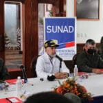 Head of SUNAD, Major General Richard López Vargas, at a meeting with at the Coastguard Command in La Guaira state, November 29, 2021. Photo: SUNAD