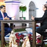 Venezuelan President Nicolas Maduro being interviewed by Spanish journalist Ignacio Ramonet. Photo by Presidential Press.