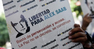 A sign from a street protest demanding freedom for Alex Saab. Photo: Últimas Noticias