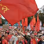 USSR flag rally