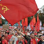 USSR flag rally