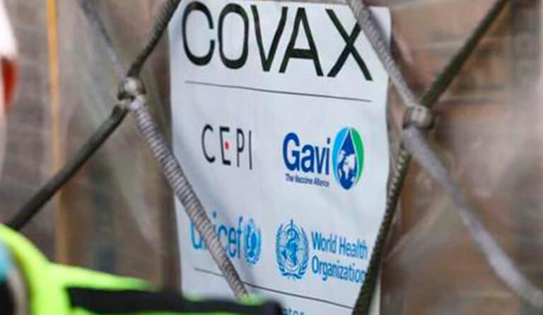 Box with the COVAX/GAVI label. File photo.