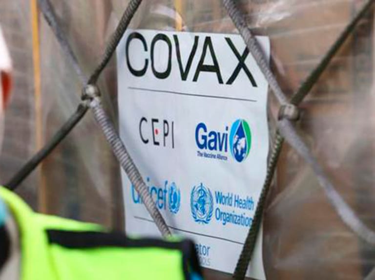 Box with the COVAX/GAVI label. File photo.