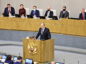 The Russian Foreign Minister, Sergei Lavrov, in the Russian Parliament this Wednesday, January 26, 2022. Photo: EFE.