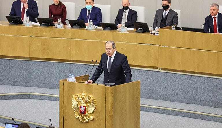 The Russian Foreign Minister, Sergei Lavrov, in the Russian Parliament this Wednesday, January 26, 2022. Photo: EFE.