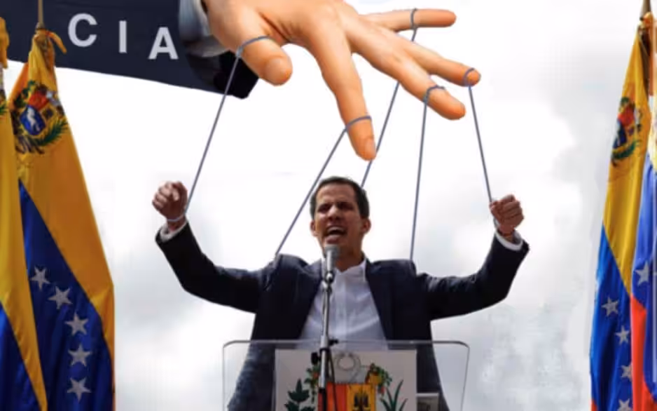 Photo composition with former deputy Guaido displayed as a CIA puppet. Photo: Telesur.