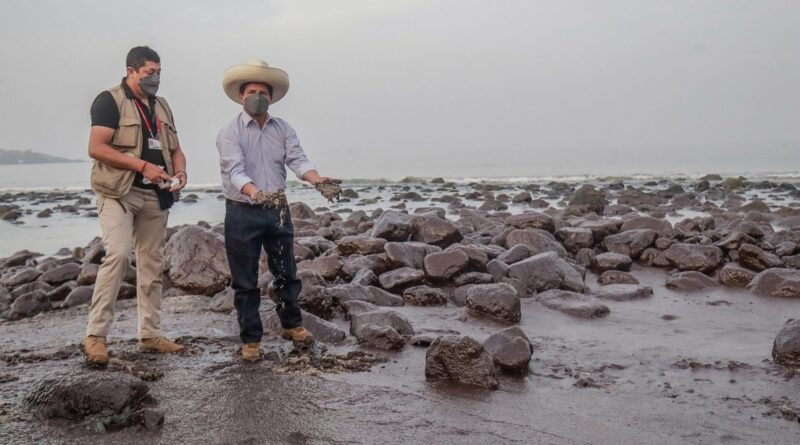 President Pedro Castillo visited the area affected by the recent Repsol oil spill in Peru.