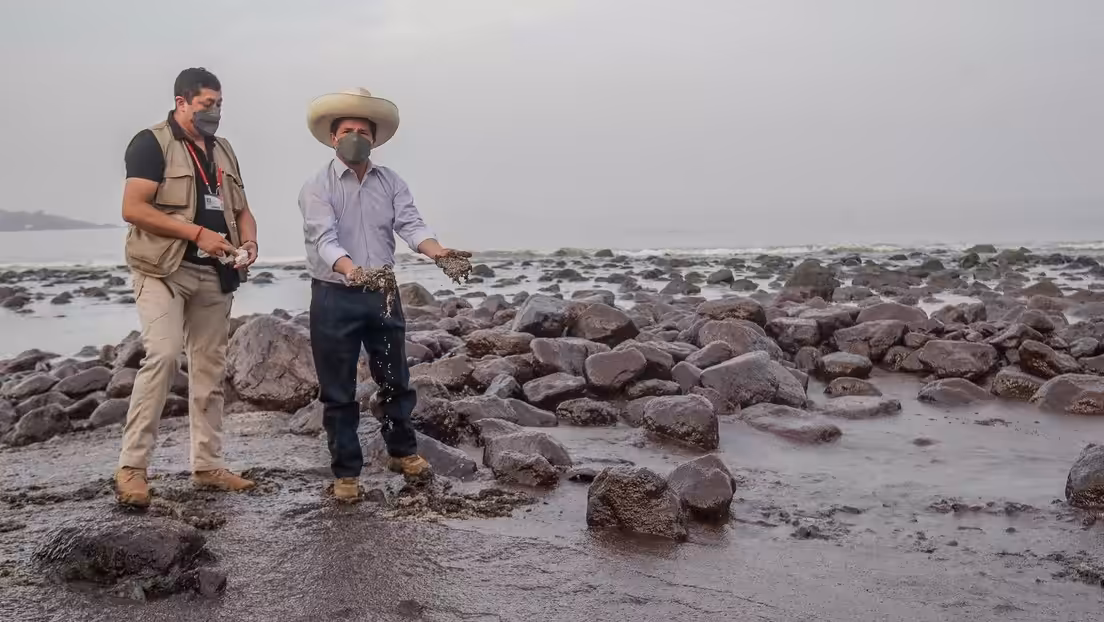 President Pedro Castillo visited the area affected by the recent Repsol oil spill in Peru.