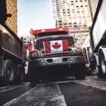 Supporters of Canadian truckers' convoy rally in Toronto on February 5, 2022. Photo: Michael Swan