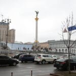 Scene in Independence Square of Kiev, Ukraine, on February 24, 2022. Photo: Xinhua