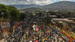 Anti-government protests in the city of Medellín, Colombia, on May 19, 2021, during the National Strike in April-May 2021. Photo: AFP