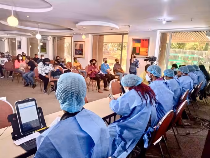Healthcare personnel during a press conference in Caracas. Photo: Twitter / @PresidencialVen.