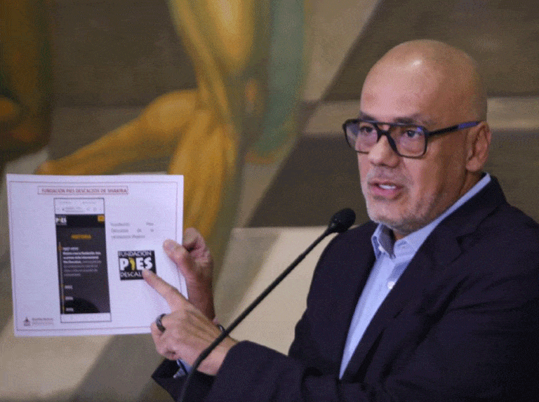 Featured image: Jorge Rodriguez, Venezuelan National Assembly's President, showing information about a NGO that helped criminal gangs recently dismantled in Tejerias, Aragua state. The NGO name is Pies Descalzos, a name similar to a NGO set by Colombian pop star Shakira, connections seams unlikely. Photo: Wilmer Errades / Ultimas Noticias.