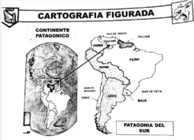 Imaginary map used for the Argentinian military drill "Puma," were a "humanitarian" invasion of Venezuela is sketched. Photo: El Cohete a la Luna.