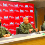 Venezuelan Defense Minister Vladimir Padrino López during a press conference at Miraflores Palace, Caracas. Photo: Alba Ciudad