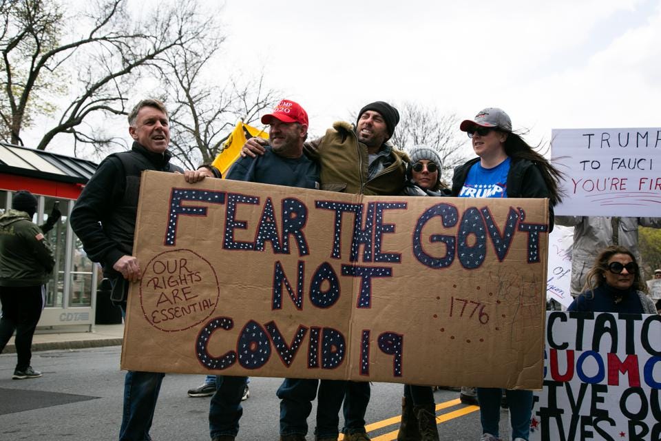 In the midst of the pandemic, trust in business and government have fallen among the US population. Photo: Nurphoto via Getty Images