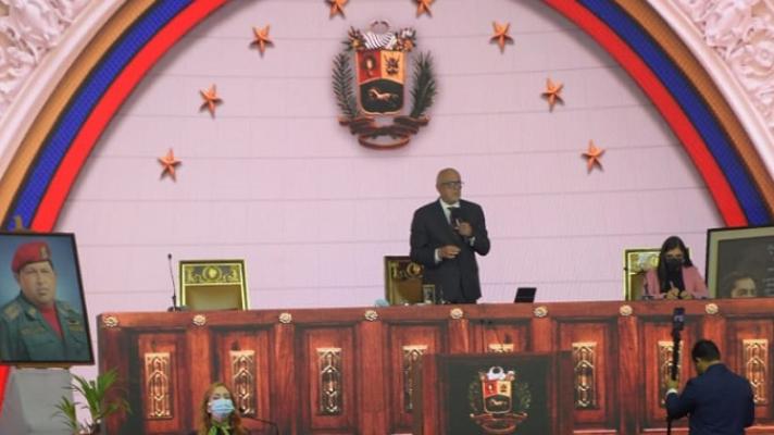 The president of the National Assembly, Jorge Rodríguez, takes the floor in Parliament to mention the case of the deputy linked to drug trafficking. February 1, 2022 (Photo: File).