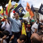 Former deputy Juan Guaidó during his latest failed street protest on February 12, 2022. The traditional G4 parties which usually supported him were not even present. Photo: Twitter/@jguaido