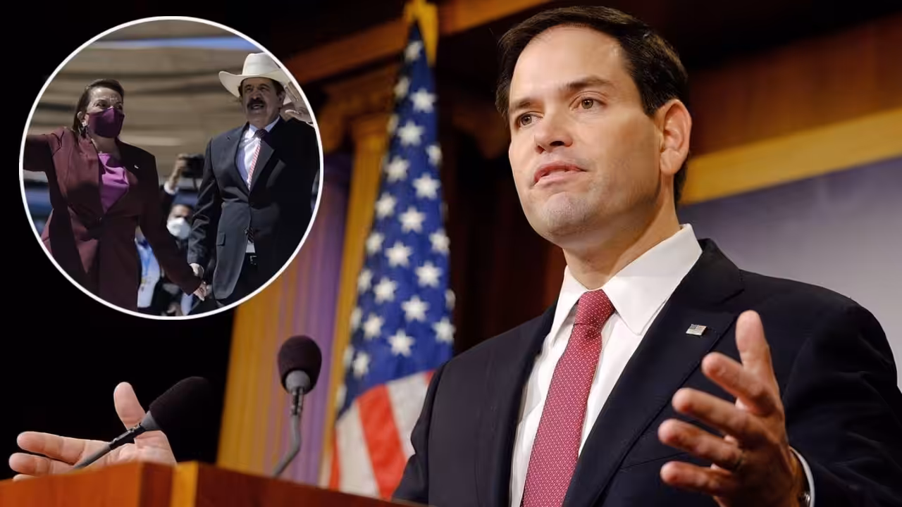 Extreme right US senator Marco Rubio and Xiomara Castro and Mel Zelaya in a corner of the photo. Photo: RedRadioVE.