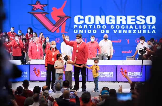 Venezuelan President Nicolas Maduro during the closing ceremony of the 5th PSUV congress. Photo: Presidential Press.
