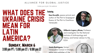 Poster for the webinar by the Alliance for Global Justice