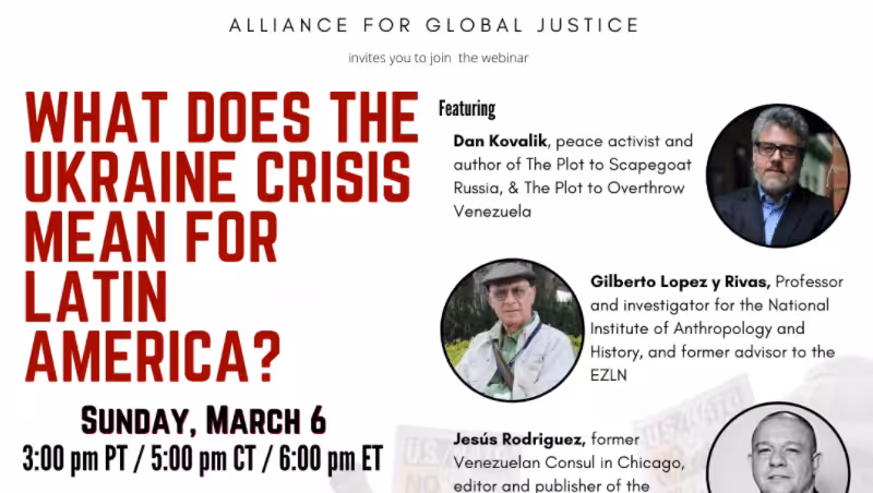 Poster for the webinar by the Alliance for Global Justice