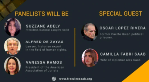 Poster with the panelists and special guests to participate in the webinar. Photo: FreeAlexSaab.org.
