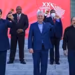 ALBA-TCP presidents pose for a family photo with their fist high after a 2022 summit. File photo.