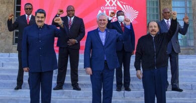 ALBA-TCP presidents pose for a family photo with their fist high after a 2022 summit. File photo.