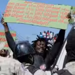 Garment workers protest in Port au Prince, Haiti, February 17, 2022. Photo: Reuters/Ralph Tedy Erol