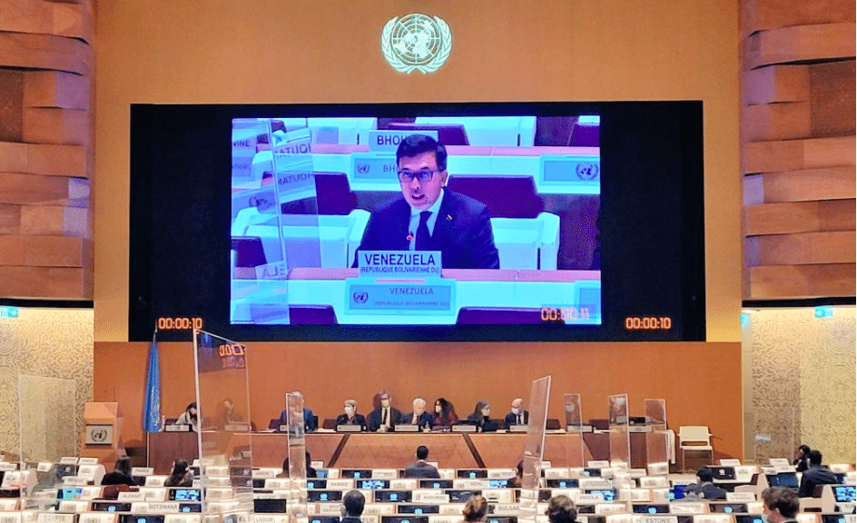 Venezuela's UN representative Héctor Constant Rosales participated at a presentation by the UN High Commissioner on Human Rights. Photo: Twitter/@h_constant