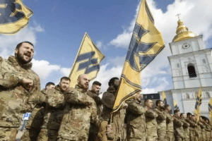 The neo-Nazi paramilitary group Azov Batallion is integrated into the Ukrainian army. File photo.