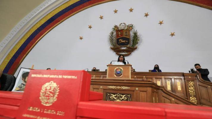 Speech by Executive Vice President Delcy Rodríguez during the delivery of the 2021 Annual Report. Photo: Vice Presidency of Venezuela.