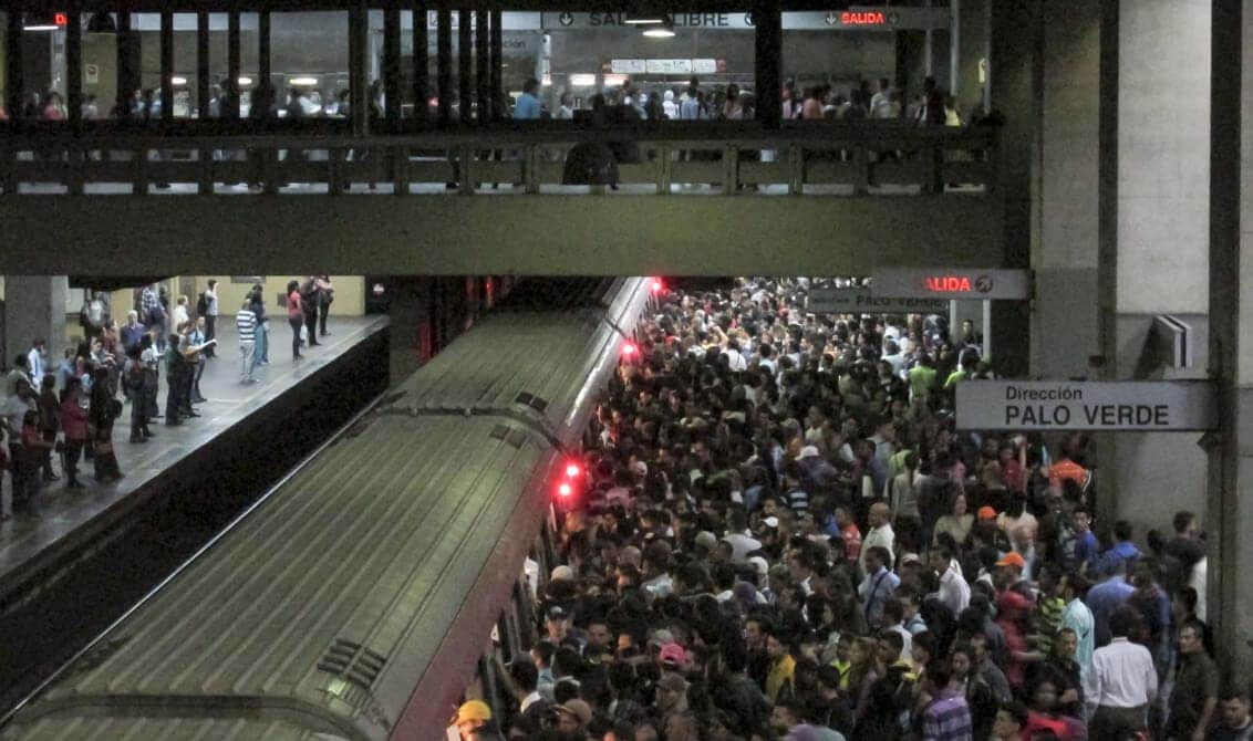 Plaza Venezuela station in the Caracas Metro during a rush hour busy day. File photo.