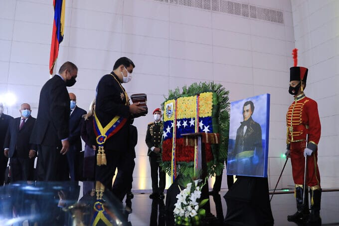 Featured image: President Nicolás Maduro during the ceremony at the National Pantheon in honor of independence hero Manuel Piar. Photo: Presidential Press.