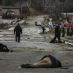 Featured image: Corpses strewn on streets of Bucha, Ukraine. Ukraine alleges Russia was behind the killings, but the evidence does not corroborate these accusations. Photo: Ronaldo Schemidt/AFP.